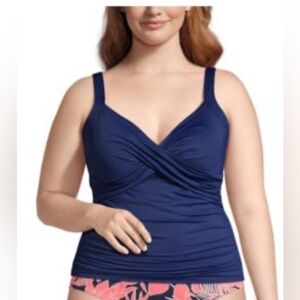 Navy Blue Ruched Tankini top